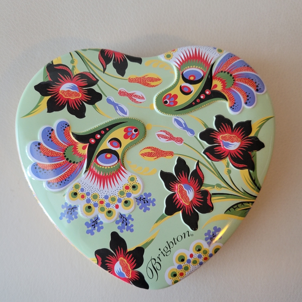Brighton Heart-Shaped Tin ~ Pretty Boho Floral Pattern ~ VGUC